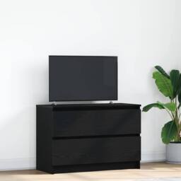 Berkfield Home TV Cabinet Black 80x35x54 cm Engineered Wood - Size: 80 x 35 x 54 cm - thumbnail 2