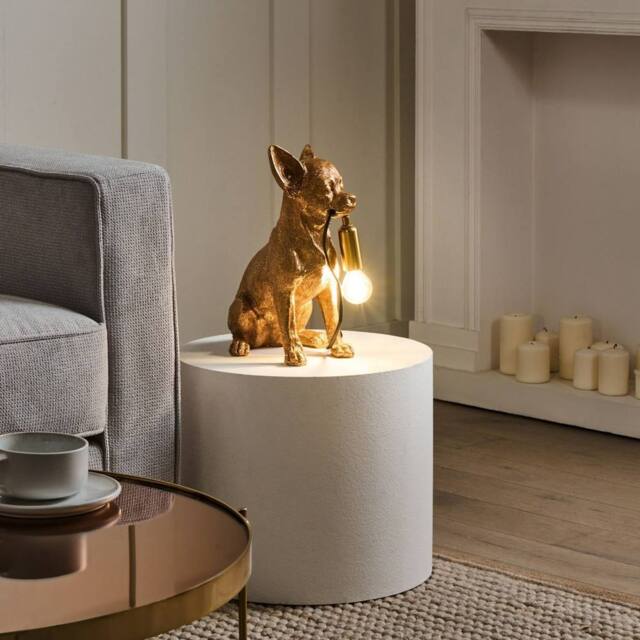 Wyld and Coco Gold Chihuahua Table Lamp - Polyresin Dog Figurine Bedside Light - image 1
