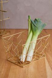 Orsina Stylish Matte Gold Storage Basket, Functional Design Storage Basket For Kitchen, Durable Decorative Basket - thumbnail 4