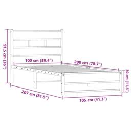 Berkfield Home Metal Bed Frame without Mattress Brown Oak 100x200 cm - thumbnail 9