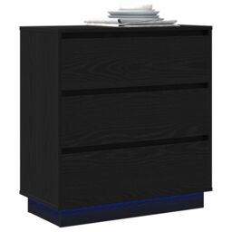 Berkfield Home Bedside Cabinet with LED Black Oak 71x34, 5x75 cm Engineered Wood - thumbnail 3