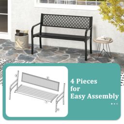 Costway 50 Inches Outdoor Garden Bench Metal Patio Bench in Black - thumbnail 8