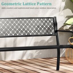Costway 50 Inches Outdoor Garden Bench Metal Patio Bench in Black - thumbnail 4