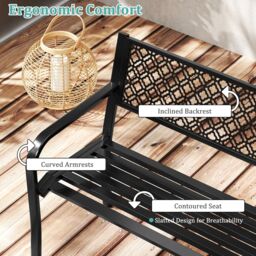 Costway 50 Inches Outdoor Garden Bench Metal Patio Bench in Black - thumbnail 5