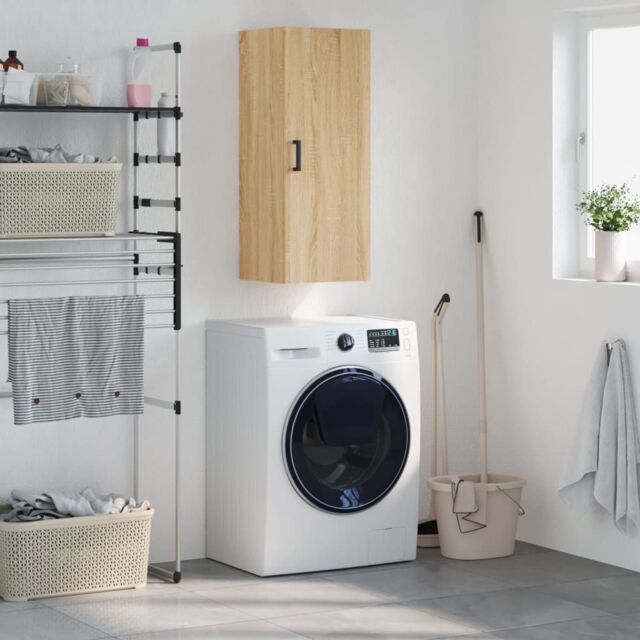 Berkfield Home Wall Mounted Cabinet Sonoma Oak 34.5x34x90 cm in Brown
