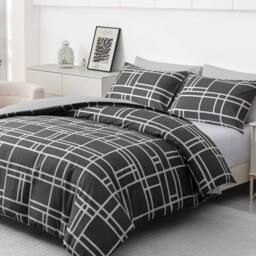 Pamposh Double Brushed Microfibre Duvet Cover Sets in Charcoal - Size: Super King - thumbnail 5