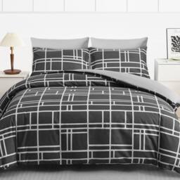 Pamposh Double Brushed Microfibre Duvet Cover Sets in Charcoal - Size: Super King - thumbnail 1
