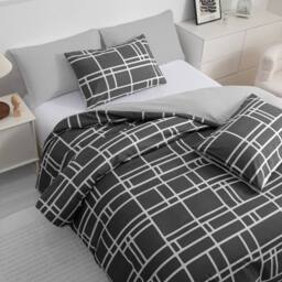Pamposh Double Brushed Microfibre Duvet Cover Sets in Charcoal - Size: Super King - thumbnail 6