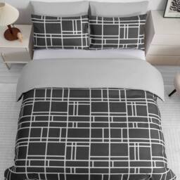 Pamposh Double Brushed Microfibre Duvet Cover Sets in Charcoal - Size: Super King - thumbnail 4