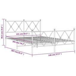Berkfield Home Metal Bed Frame without Mattress with Footboard Black 140x200cm - Size: 140x200 cm - thumbnail 8
