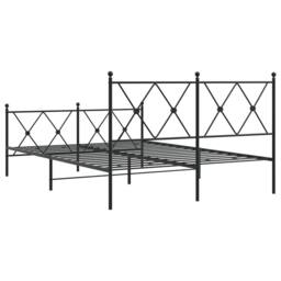 Berkfield Home Metal Bed Frame without Mattress with Footboard Black 140x200cm - Size: 140x200 cm - thumbnail 6