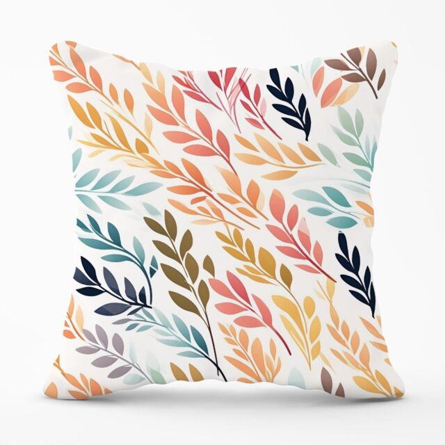 Warren Reed - Designer Colouful Sping Leaves Outdoor Cushion in Orange - Size: 45 cm x 45 cm - image 1