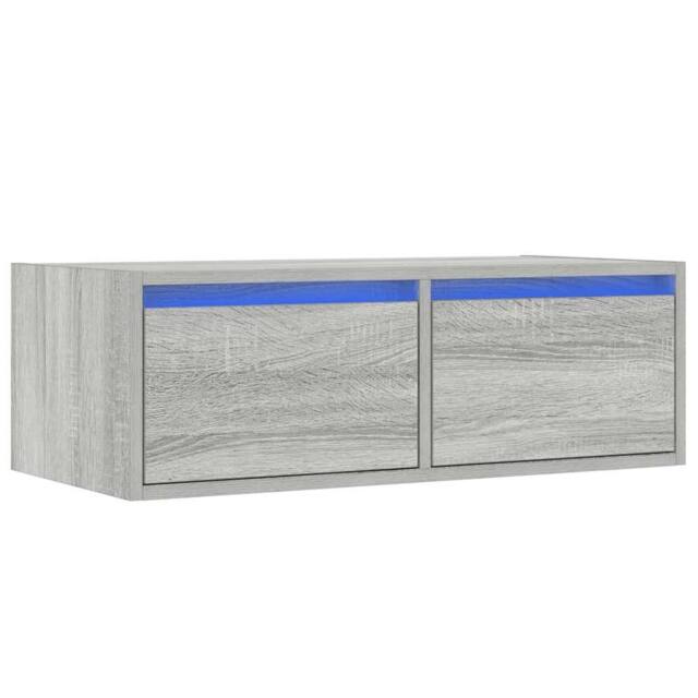 Berkfield Home TV Cabinet with LED Lights Grey Sonoma 75x35.5x25 cm - image 1