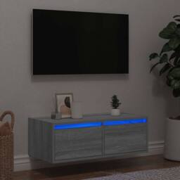 Berkfield Home TV Cabinet with LED Lights Grey Sonoma 75x35.5x25 cm - thumbnail 2