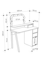Decortie Women's 'Avien' Make-Up Dressing Table Set with LED Mirror in White - Size: 2 Pack - thumbnail 5