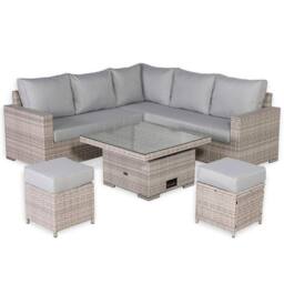 Furnishings For Less UK L-Shaped Outdoor Rattan Patio Sofa Set with Rising Table in Grey - thumbnail 7
