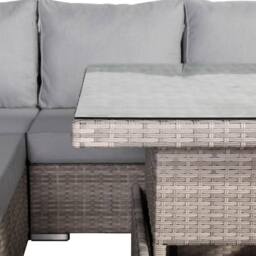 Furnishings For Less UK L-Shaped Outdoor Rattan Patio Sofa Set with Rising Table in Grey - thumbnail 5