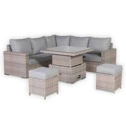 Furnishings For Less UK L-Shaped Outdoor Rattan Patio Sofa Set with Rising Table in Grey - thumbnail 2