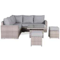 Furnishings For Less UK L-Shaped Outdoor Rattan Patio Sofa Set with Rising Table in Grey - thumbnail 8