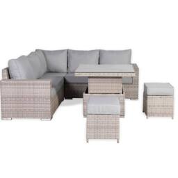 Furnishings For Less UK L-Shaped Outdoor Rattan Patio Sofa Set with Rising Table in Grey - thumbnail 9