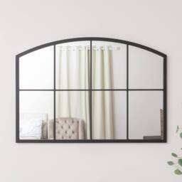 Melody Maison Black Arched Window Wall Mirror - 100cm X 70cm - Size: 100 cm X 70 cm - thumbnail 6