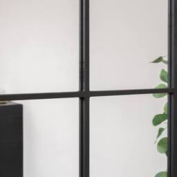 Melody Maison Black Arched Window Wall Mirror - 100cm X 70cm - Size: 100 cm X 70 cm - thumbnail 2