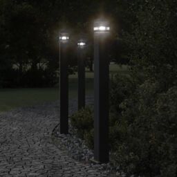 Berkfield Home Outdoor Floor Lamps with Outlet 3pcs Black 110 cm Aluminium