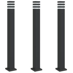 Berkfield Home Outdoor Floor Lamps with Outlet 3pcs Black 110 cm Aluminium - thumbnail 2