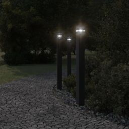 Berkfield Home Outdoor Floor Lamps with Outlet 3pcs Black 110 cm Aluminium - thumbnail 3