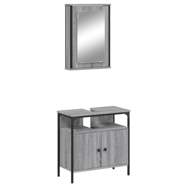 Berkfield Home 2 Piece Bathroom Furniture Set Grey Sonoma Engineered Wood - image 1