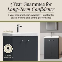 Balterley Floor Standing 2 Door Vanity Unit Ceramic Basin Dark Grey 600mm - thumbnail 4