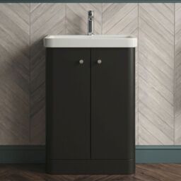 Balterley Floor Standing 2 Door Vanity Unit Ceramic Basin Dark Grey 600mm - thumbnail 8