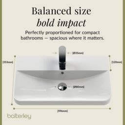 Balterley Floor Standing 2 Door Vanity Unit Ceramic Basin Dark Grey 600mm - thumbnail 6