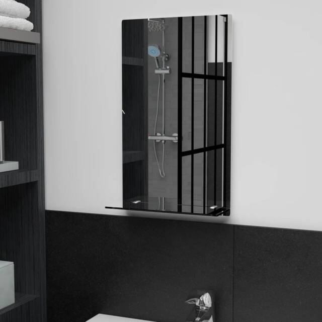 Berkfield Home Wall Mirror with Shelf 30x50 cm Tempered Glass in Silver - image 1