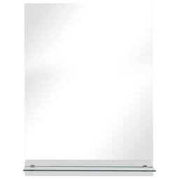 Berkfield Home Wall Mirror with Shelf 30x50 cm Tempered Glass in Silver - thumbnail 3