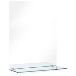 Berkfield Home Wall Mirror with Shelf 30x50 cm Tempered Glass in Silver - thumbnail 2