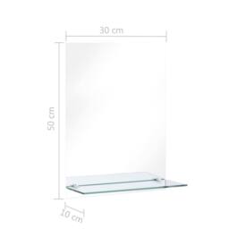 Berkfield Home Wall Mirror with Shelf 30x50 cm Tempered Glass in Silver - thumbnail 6