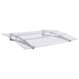 Berkfield Home Durable Door Canopy Silver & Transparent 120x90 cm Polycarbonate - thumbnail 2