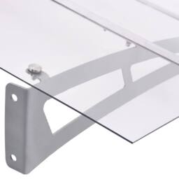Berkfield Home Durable Door Canopy Silver & Transparent 120x90 cm Polycarbonate - thumbnail 4