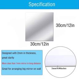 NESTLUNE 4PCS Flexible Mirror Sheets Self-Adhesive Plastic Mirror in Silver - thumbnail 2