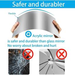 NESTLUNE 4PCS Flexible Mirror Sheets Self-Adhesive Plastic Mirror in Silver - thumbnail 3