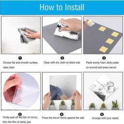 NESTLUNE 4PCS Flexible Mirror Sheets Self-Adhesive Plastic Mirror in Silver - thumbnail 4