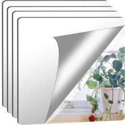 NESTLUNE 4PCS Flexible Mirror Sheets Self-Adhesive Plastic Mirror in Silver - thumbnail 6