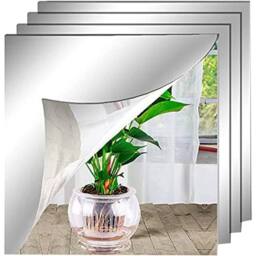 NESTLUNE 4PCS Flexible Mirror Sheets Self-Adhesive Plastic Mirror in Silver - thumbnail 1