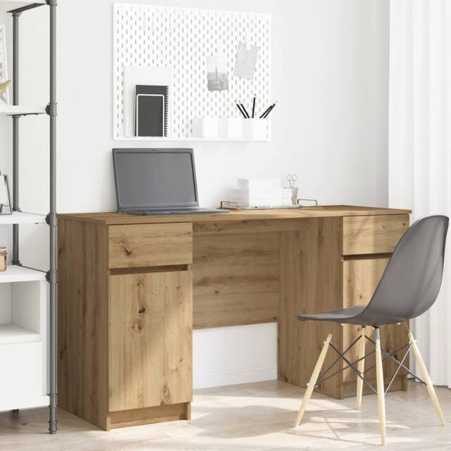 Berkfield Home Desk Artisan Oak 140x49x76 cm Engineered Wood - Size: 140 x 49 x 76 cm - image 1