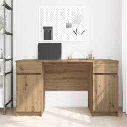 Berkfield Home Desk Artisan Oak 140x49x76 cm Engineered Wood - Size: 140 x 49 x 76 cm - thumbnail 4