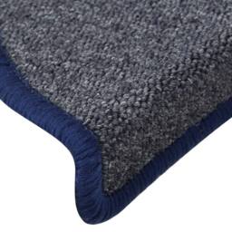 Berkfield Home Comfortable Carpet Stair Treads 15 pcs Dark Grey & Blue 56x17x3 cm - Size: Medium - thumbnail 7
