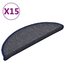 Berkfield Home Comfortable Carpet Stair Treads 15 pcs Dark Grey & Blue 56x17x3 cm - Size: Medium - thumbnail 3