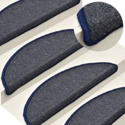 Berkfield Home Comfortable Carpet Stair Treads 15 pcs Dark Grey & Blue 56x17x3 cm - Size: Medium - thumbnail 2
