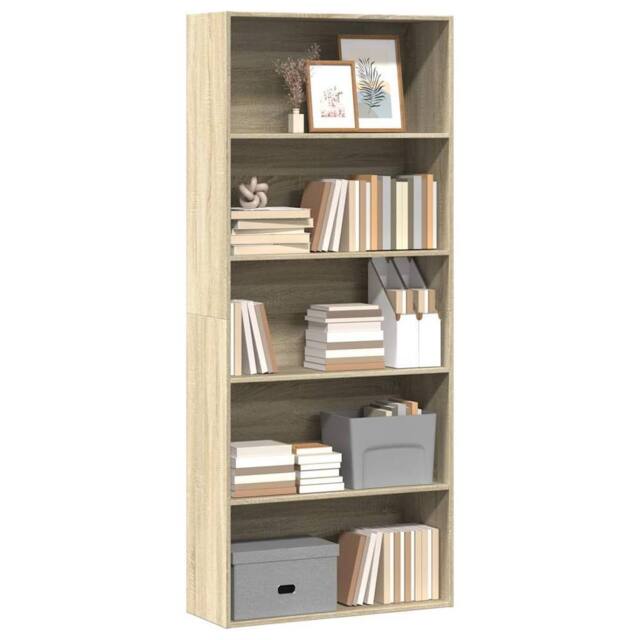 Berkfield Home Classic Book Cabinet Sonoma Oak 80x30x189 cm Engineered Wood in Light Brown - Size: 80 x 30 x 189 cm - image 1